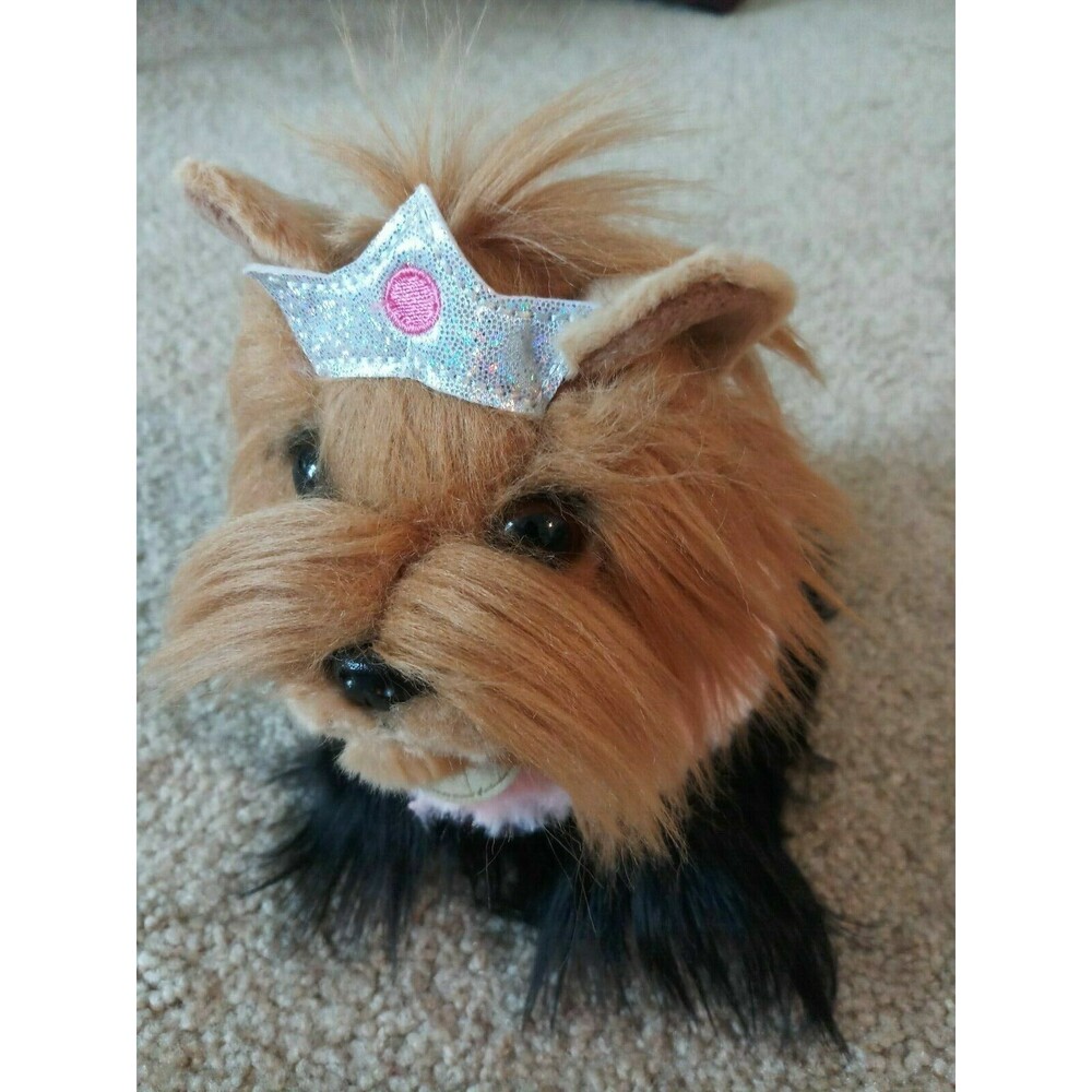 AURORA Miyoni Tots Yorkie Princess Crown Pink Shawl Pup Brown and Black 8" NEW